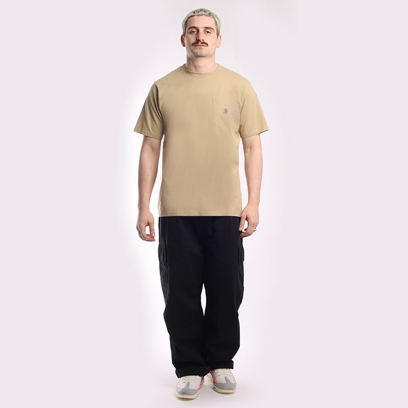 мужская бежевая футболка Carhartt WIP S/S Pocket T-Shirt I030434-ammonite - цена, описание, фото 4